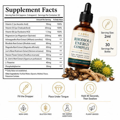 Habba Supplements™ Rhodiola Energy Complex | Anti-Fatigue Formula